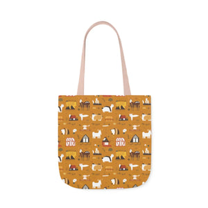 Playful Farm Animals Canvas Tote - 5-color Straps - Dipaliz - Shopping Totes