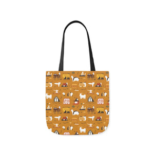 Playful Farm Animals Canvas Tote - 5-color Straps - Dipaliz - Shopping Totes