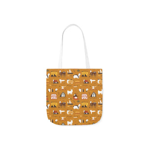 Playful Farm Animals Canvas Tote - 5-color Straps - Dipaliz - Shopping Totes