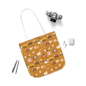 Playful Farm Animals Canvas Tote - 5-color Straps - Dipaliz - Shopping Totes
