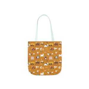 Playful Farm Animals Canvas Tote - 5-color Straps - Dipaliz - Shopping Totes