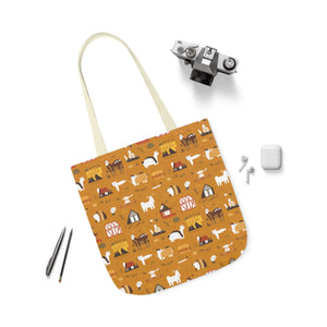 Playful Farm Animals Canvas Tote - 5-color Straps - Dipaliz - Shopping Totes