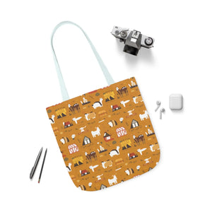Playful Farm Animals Canvas Tote - 5-color Straps - Dipaliz - Shopping Totes