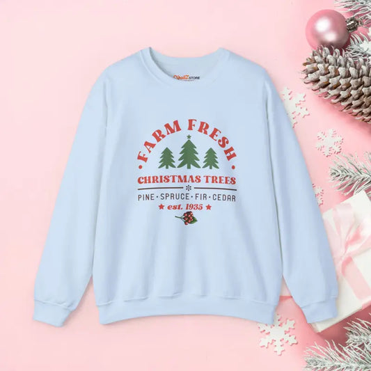 Farm Fresh Christmas Tree Unisex Heavy Blend Crewneck - s / Light Blue Sweatshirt