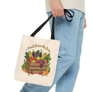 Farm Fresh Tote Bag - Illustrated Produce Design - Dipaliz - 13’’ × / Black - Bags
