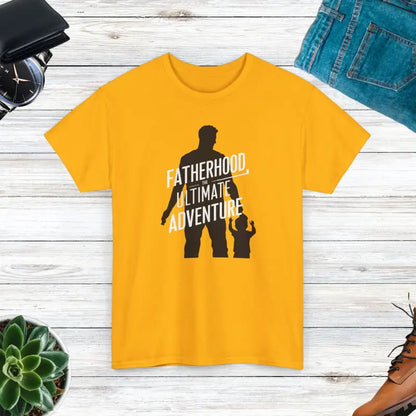 Father’s Day Premium Heavy Cotton Tee Fatherhood Ultimate Adventure - Gold / s T-shirt