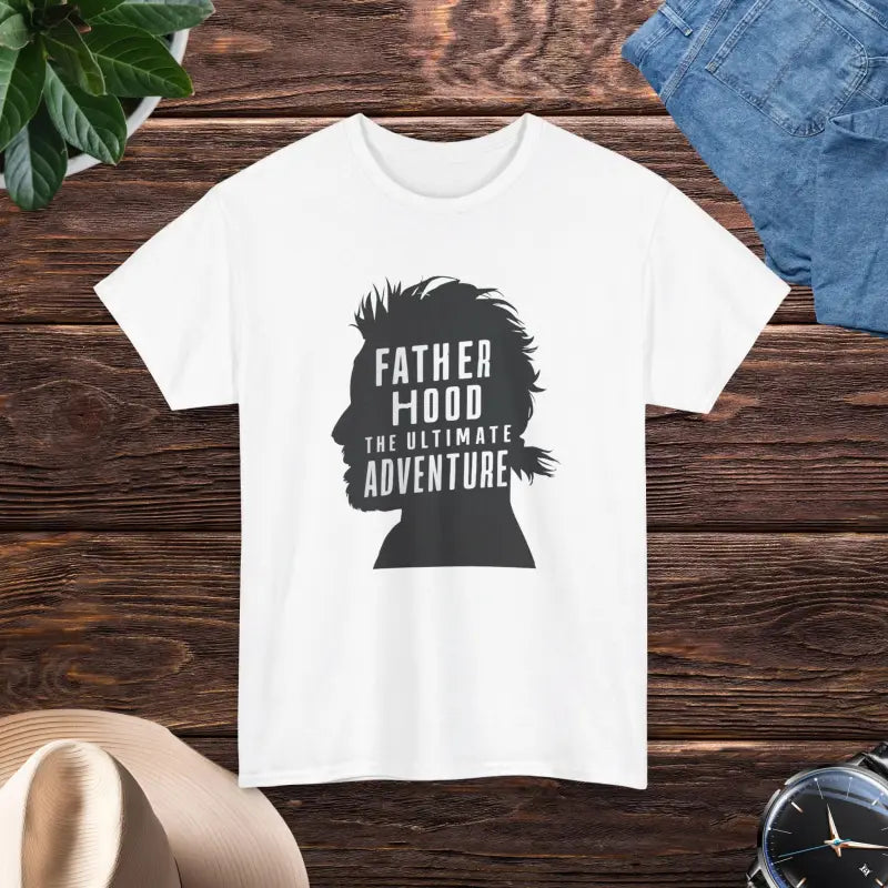 Unisex Heavy Cotton Tee: Fatherhood the Ultimate Adventure - White / s T-shirt