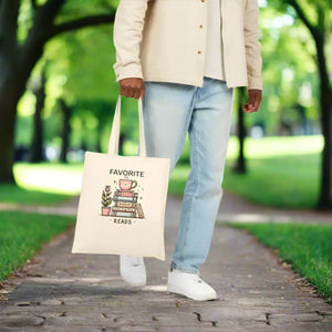Book Lover Illustration Canvas Tote Bag - Premium Cotton - Dipaliz - Bags