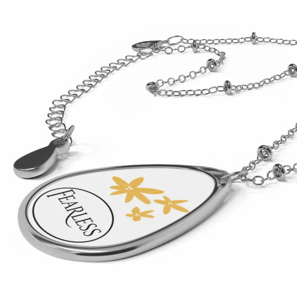Accessories - Fearless Oval Pendant Necklace - Inspirational Teardrop - Dipaliz one Size / Silver