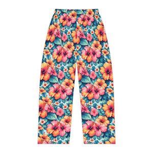 Vibrant Floral Pajama Pants - Large Hibiscus Print - Dipaliz - Pajamas