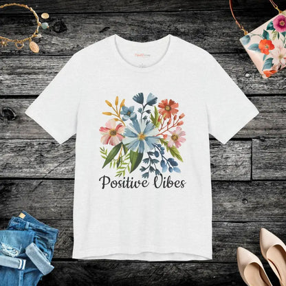 Floral Unisex Tee: Embrace Positive Vibes Everyday - Ash / s T-shirt