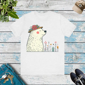 Polar Bear Flower Hat Feel-good Unisex Jersey Tee - Dipaliz - Ash / s - T-shirts