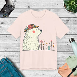 Polar Bear Flower Hat Feel-good Unisex Jersey Tee - Dipaliz - T-shirts