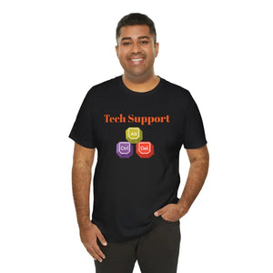 Tech Support Tee - Short Sleeve Computer Nerd Apparel - Dipaliz - Black / s - T-shirts