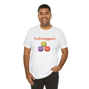 Tech Support Tee - Short Sleeve Computer Nerd Apparel - Dipaliz - White / s - T-shirts