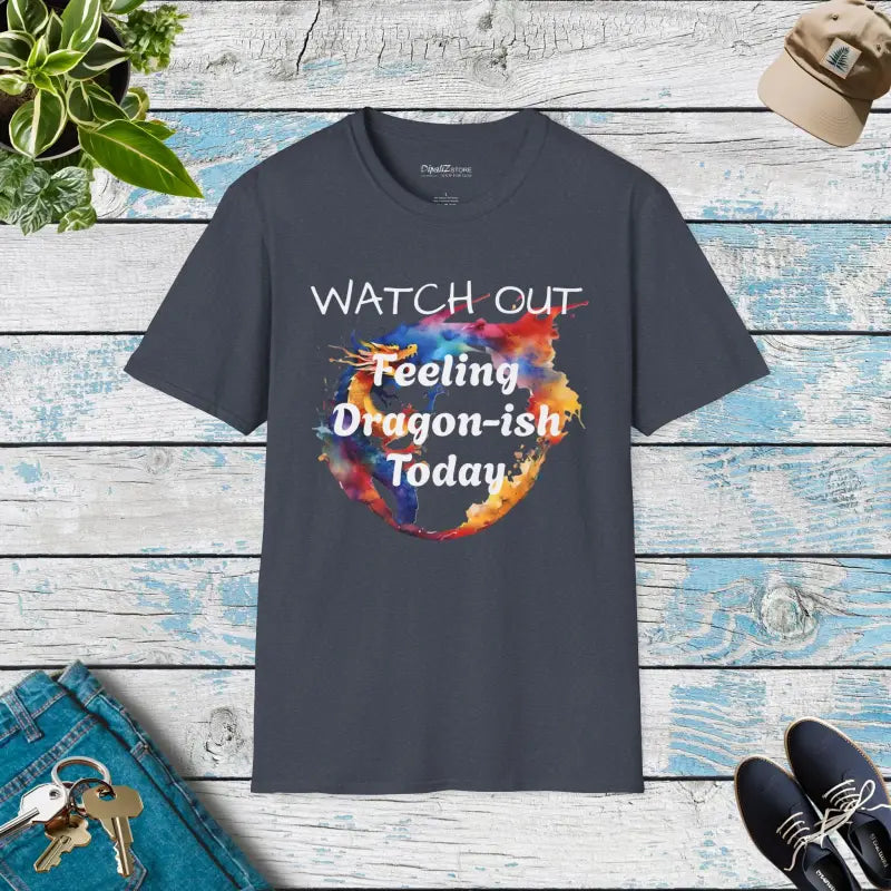 Unleash your Inner Dragon with our Softstyle Watch out Tee - Heather Navy / s T-shirt