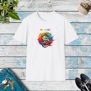 Feeling Dragonish Today Watch out Unisex Softstyle T-shirt - White / s - T-shirts