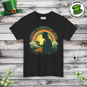 Feeling Shamrockin Lucky Tee Heavy Cotton St Patricks Day - Dipaliz - Black / s - T-shirts