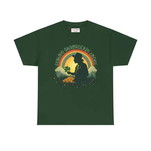 Feeling Shamrockin Lucky Tee Heavy Cotton St Patricks Day - Dipaliz - Forest Green / s - T-shirts