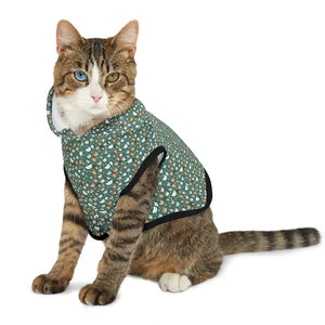 Cat Print Pattern Hoodie - Stylish Feline Fashion - Dipaliz - Xxs / Black Rib - Pet Apparel