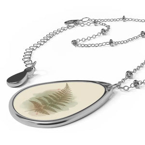 Accessories - Fern Oval Pendant Necklace - Pressed Botanical Locket - Dipaliz one Size / Silver
