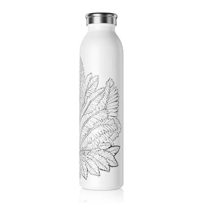 Ferns Slim Water Bottle: Hydrate in Style with Leafy Elegance - 20oz / White Mug