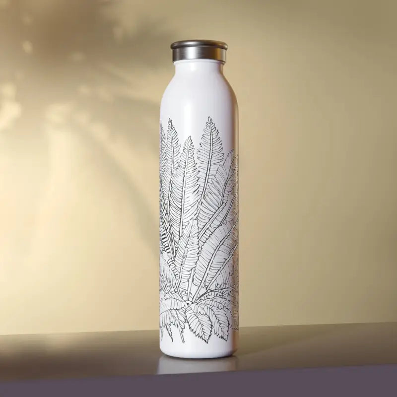 Ferns Slim Water Bottle: Hydrate in Style with Leafy Elegance - 20oz / White Mug