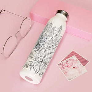 Slim Water Bottle - Ferns Nature Design - Dipaliz - 20oz / White - Bottles