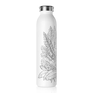 Slim Water Bottle - Ferns Nature Design - Dipaliz - 20oz / White - Bottles