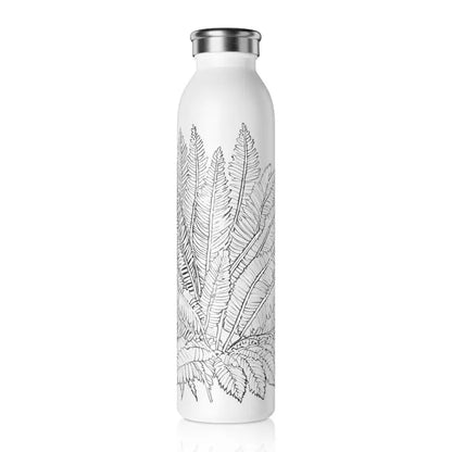 Ferns Slim Water Bottle: Hydrate in Style with Leafy Elegance - 20oz / White Mug