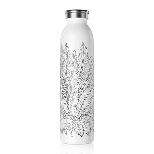 Ferns Slim Water Bottle: Hydrate in Style with Leafy Elegance - 20oz / White Mug