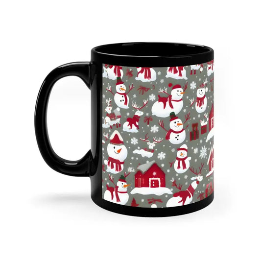 Cozy Up for Christmas with the 11oz Black Snowman Mug! - Mug