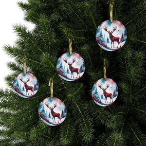 Reindeer Acrylic Ornaments - Festive Gold Ribbon Decor - Dipaliz - Holiday