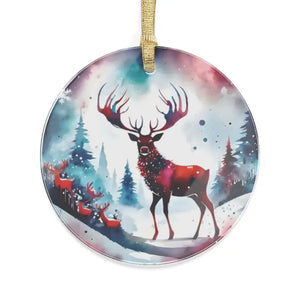 Reindeer Acrylic Ornaments - Festive Gold Ribbon Decor - Dipaliz - Holiday