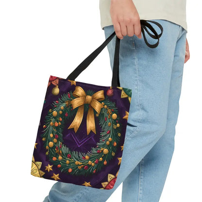 Get Festive with the Christmas Wreath Aop Tote Bag! - Small Bags