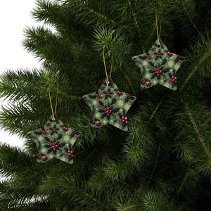 Festive Ceramic Ornaments Featuring Holly Leaves - Dipaliz - Holiday