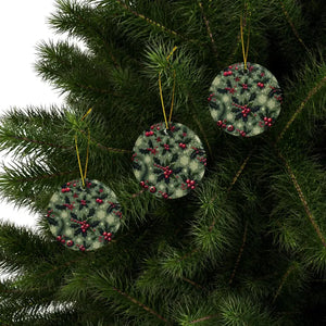 Festive Ceramic Ornaments Featuring Holly Leaves - Dipaliz - Holiday