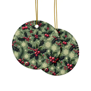 Festive Ceramic Ornaments Featuring Holly Leaves - Dipaliz - Holiday