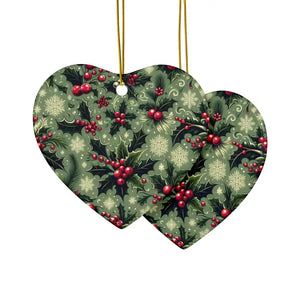 Festive Ceramic Ornaments Featuring Holly Leaves - Dipaliz - Holiday