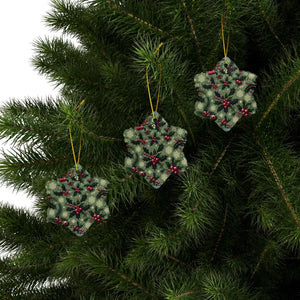 Festive Ceramic Ornaments Featuring Holly Leaves - Dipaliz - Holiday