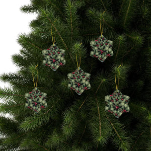 Festive Ceramic Ornaments Featuring Holly Leaves - Dipaliz - Holiday
