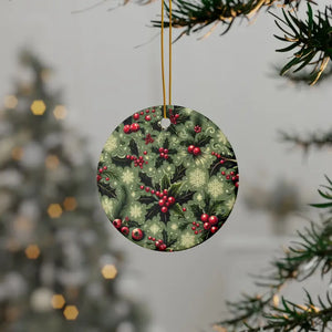 Festive Ceramic Ornaments Featuring Holly Leaves - Dipaliz - Holiday