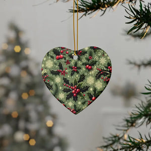 Festive Ceramic Ornaments Featuring Holly Leaves - Dipaliz - Holiday