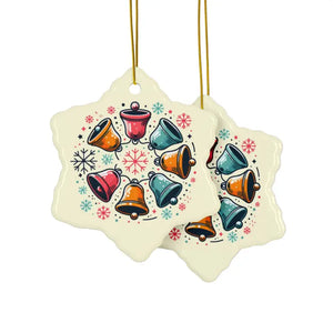Festive Christmas Bells in Stylish Shapes - Ceramic Holiday Decor Set - Ornaments