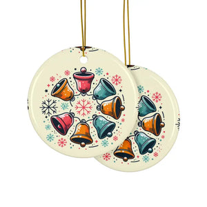Festive Christmas Bells in Stylish Shapes - Ceramic Holiday Decor Set - Ornaments