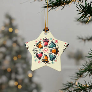 Festive Christmas Bells in Stylish Shapes - Ceramic Holiday Decor Set - Ornaments
