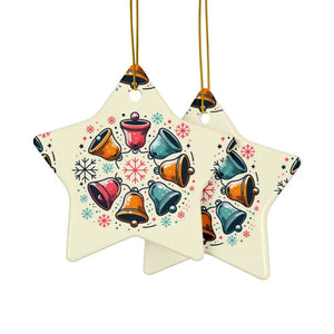 Festive Christmas Bells in Stylish Shapes - Ceramic Holiday Decor Set - Ornaments