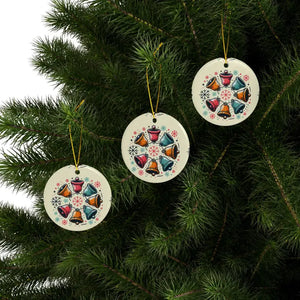 Festive Christmas Bells in Stylish Shapes - Ceramic Holiday Decor Set - Ornaments