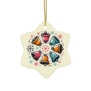 Festive Christmas Bells in Stylish Shapes - Ceramic Holiday Decor Set - Snowflake / 5 Pcs / one Size - Ornaments