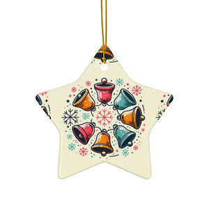 Festive Christmas Bells in Stylish Shapes - Ceramic Holiday Decor Set - Star / 3 Pcs / one Size - Ornaments